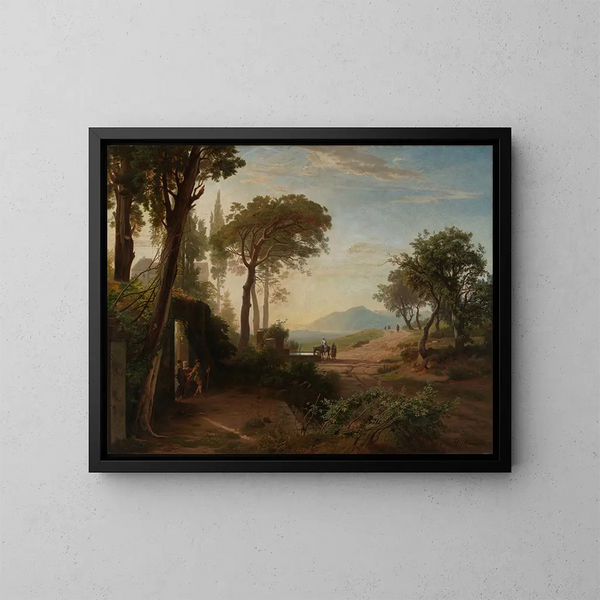 Der Morgen, die Abreise des Reisenden nach Jericho - Johann Wilhelm Schirmer — gerahmtes Bild an der Wand
