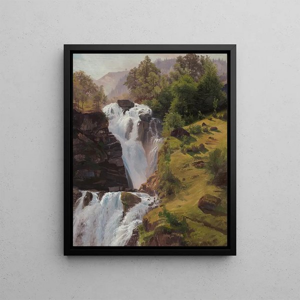 Die Wasserfälle des Reichenbach bei Meiringen - Johann Wilhelm Schirmer — gerahmtes Bild an der Wand