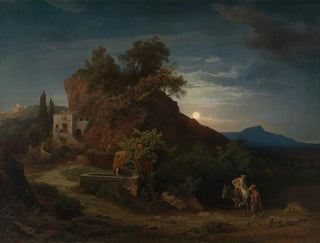 Die Nacht. L'arrivée des Samariters mit dem Verletzten in der Herberge - Johann Wilhelm Schirmer — Ansicht des Kunstwerks