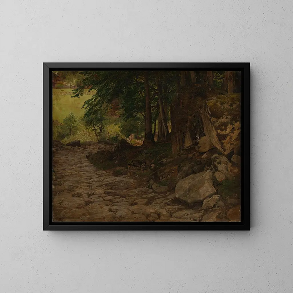Weg in den Bergen in der Schweiz - Johann Wilhelm Schirmer — gerahmtes Bild an der Wand