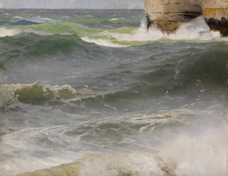 Johann Wilhelm Schirmer - Meeresstudie bei Etretat mit Felskste zur Rechten.webp