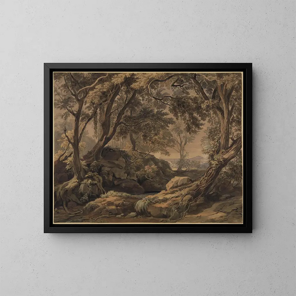 Landschaftsbild mit Blick auf Olevano und den Monte Cavo - Johann Wilhelm Schirmer — gerahmtes Bild an der Wand