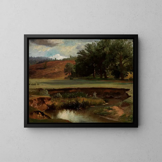 Ufer des Waldes mit Teich im Vordergrund - Johann Wilhelm Schirmer — gerahmtes Bild an der Wand