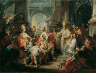 Saint Ambroise verweigert König Theodosius den Eintritt in die Kathedrale von Mailand - Johann Wolfgang Baumgartner — Ansicht des Kunstwerks