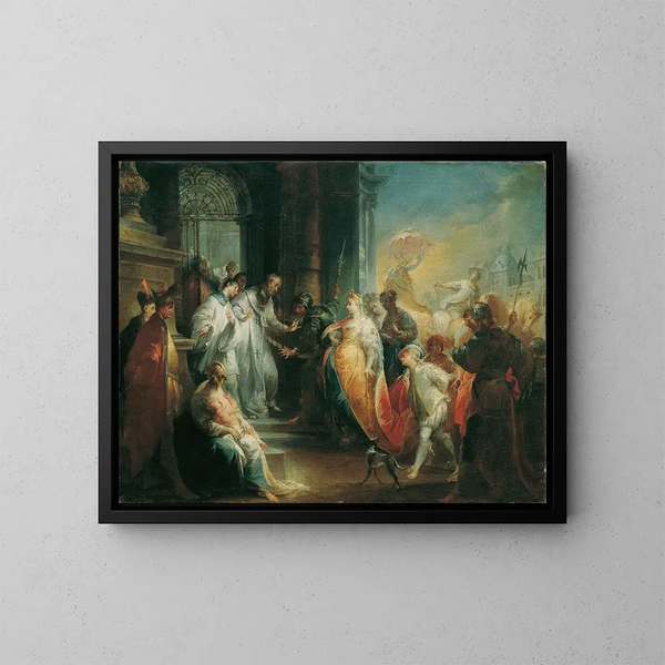 Der Abweisung der Kaiserin Eudoxie durch den heiligen Johannes Chrysostomos - Johann Wolfgang Baumgartner — gerahmtes Bild an der Wand