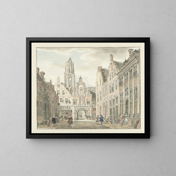 Rue Nieuwstraat à Utrecht mit Blick auf den Domturm - Johanna de Bruyn — gerahmtes Bild an der Wand