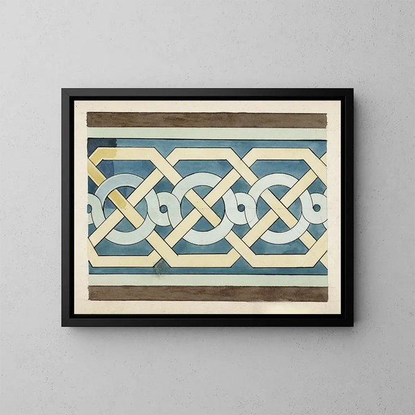 Motiv einer romanischen Band mit Knotenmustern - Johanna van de Kamer — gerahmtes Bild an der Wand