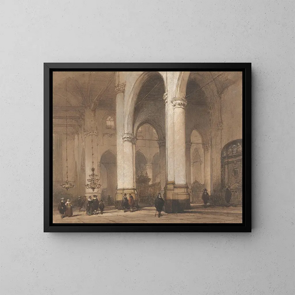 Ansicht der Kirche Saint-Laurent in Rotterdam - Johannes Bosboom — gerahmtes Bild an der Wand