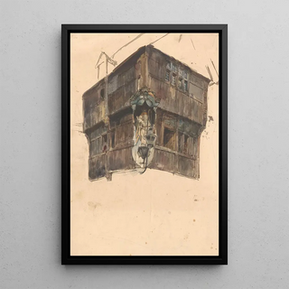 Johannes Bosboom - Studie van de bovenste verdieping van een hoekhuis.webp