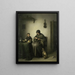 Eine Frau schneidet Brot - Johannes Christiaan Janson — gerahmtes Bild an der Wand
