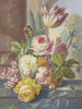 Ein Blumenstrauß in einem Korb auf einer Tulpe, ein Schmetterling vor einer Schnecke - Johannes Christiaan Roedig — Ansicht des Kunstwerks