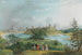 Die Ruinen der Festung Ivangorod Johannesstadt und ein Teil von Narva gesehen von der Höhe von Joachimsthal - Johannes Hau — Ansicht des Kunstwerks