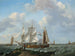 Boote in einem Sturm mit Figuren am Ufer - Johannes Hermanus Koekkoek — Ansicht des Kunstwerks