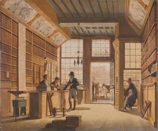 Johannes Jelgerhuis - The Shop of the Bookdealer Pieter Meijer Warnars on the Vijgendam in Amsterdam.webp