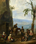 Italienisches Landschaftsgemälde mit ruhenden Bauern - Johannes Lingelbach — Ansicht des Kunstwerks
