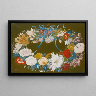 Johannes van Bronckhorst - A Garland Of Flowers Tied To A Ring With A Blue Ribbon.webp