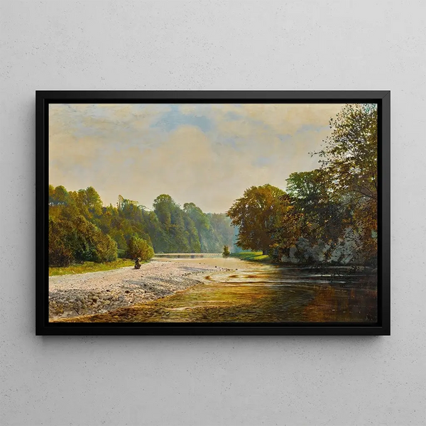 Pierres de gué, abbaye de Bolton - John Atkinson Grimshaw — gerahmtes Bild an der Wand