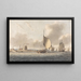 Eine englische Fregatte und andere Schiffe im Solent vor der Burg Calshot - John Cleveley der Jüngere — gerahmtes Bild an der Wand