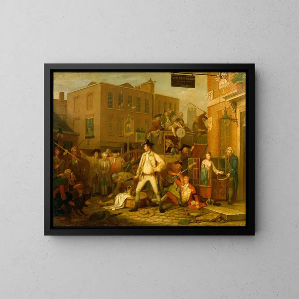 Szene in einer Straße in London - John Collet — gerahmtes Bild an der Wand