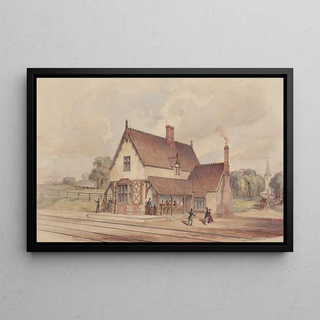 John Connell Ogle - Victorian Rural Train Station and Railroad Crossing.webp