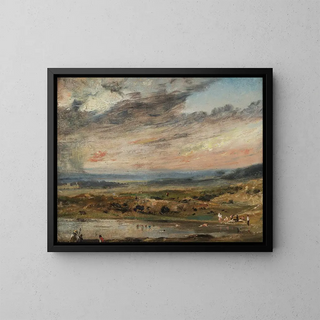 Hampstead Heath mit Teich und Badegästen - John Constable — gerahmtes Bild an der Wand