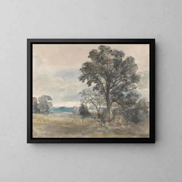 Landschaft in East Bergholt - John Constable — gerahmtes Bild an der Wand