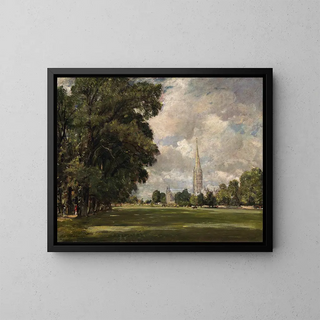 Salisbury Cathedral vom Lower Marsh Close aus - John Constable — gerahmtes Bild an der Wand