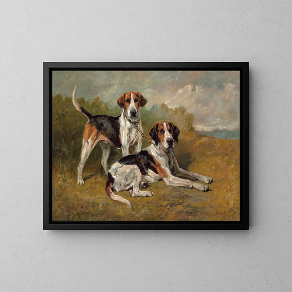 Zwei Hunde in Ruhe - John Emms — gerahmtes Bild an der Wand