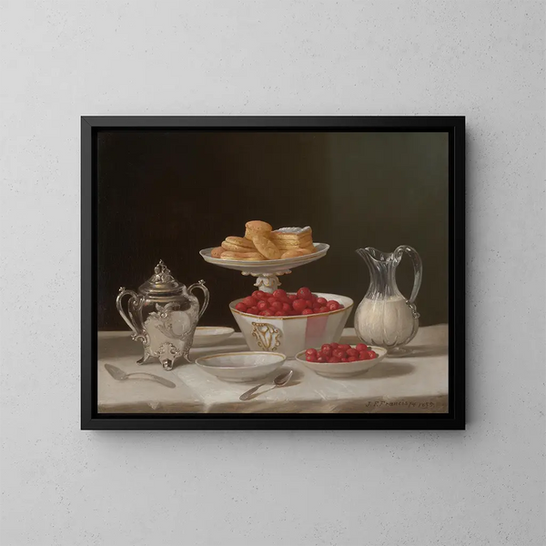 Stillleben mit Desserts - John F. Francis — gerahmtes Bild an der Wand