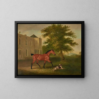 John Ferneley - A chestnut horse and a hound outside Humewood Manor co Wicklow.webp
