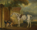 Das graue Pferd, das von Lord Lonsdale in Cottesmore mit den Hunden von Cottesmore gestochen wurde - John Ferneley — Ansicht des Kunstwerks