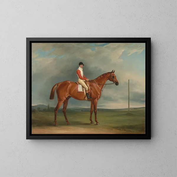 M. Sadler, ein roter Rennpferd mit Chapple im Sattel - John Ferneley — gerahmtes Bild an der Wand