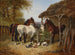 Pferde und Enten in einem Bauernhofhof - John Frederick Herring Jr. — Ansicht des Kunstwerks