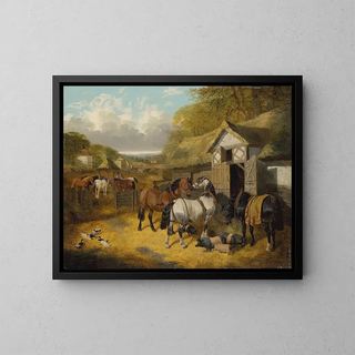 John Frederick Herring Jr - Horses pigs and ducks in a farmyard.webp