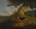 Terrier schwarz und Feuer mit einem zurückgebrachten Kaninchen - John Frederick Herring der Ältere — Ansicht des Kunstwerks