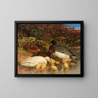 John Frederick Herring Snr - Ducks and ducklings by a pond.webp