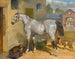 Eines der Scots Greys in einem Hof mit einem Hund und Ziegen - John Frederick Herring der Ältere — Ansicht des Kunstwerks