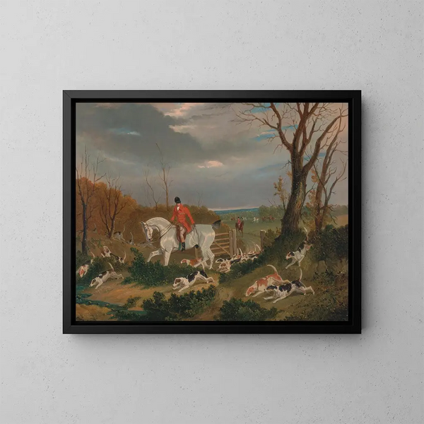 Die Jagd des Suffolk auf dem Weg zum Unterstand bei Herringswell - John Frederick Herring der Ältere — gerahmtes Bild an der Wand