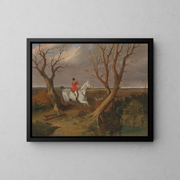 Die Jagd von Suffolk zieht aus - John Frederick Herring der Ältere — gerahmtes Bild an der Wand