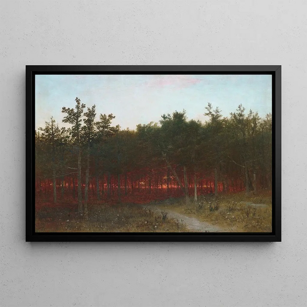 Kreidezeit in den Zedern in Darien, Connecticut - John Frederick Kensett — gerahmtes Bild an der Wand