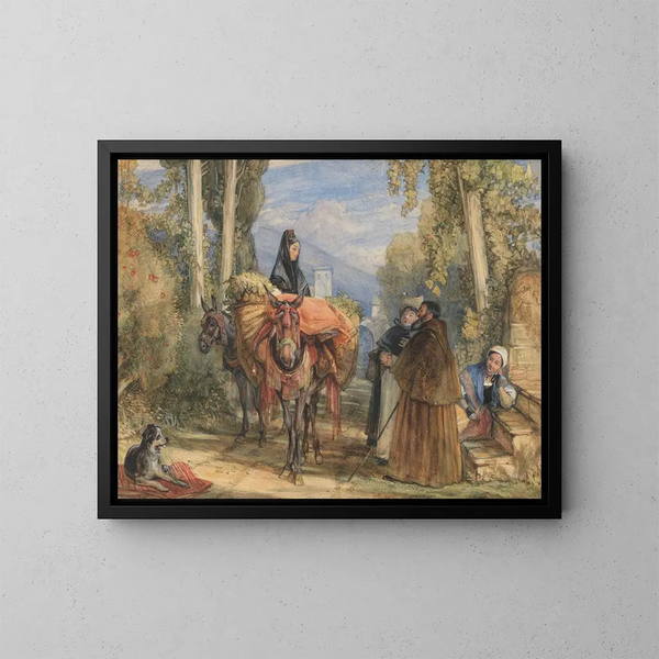 Eine Straße in der Nähe von Sevilla, Spanien - John Frederick Lewis — gerahmtes Bild an der Wand