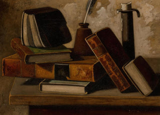 John Frederick Peto - Still Life with Books Inkpot and Candlestick.webp