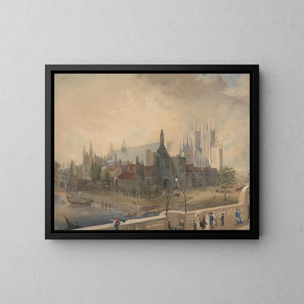 Ansicht von Westminster Hall und der Abtei vom Brücke - John Gendall — gerahmtes Bild an der Wand