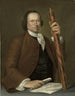 Portrait eines Offiziers auf See mit einer Küstenkarte und Ferngläsern in der Hand - John Greenwood — Ansicht des Kunstwerks