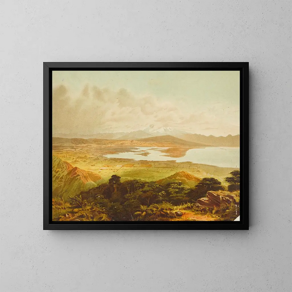 Ebenen von Waimea und kultivierte Landschaft bei Nelson - John Gully — gerahmtes Bild an der Wand