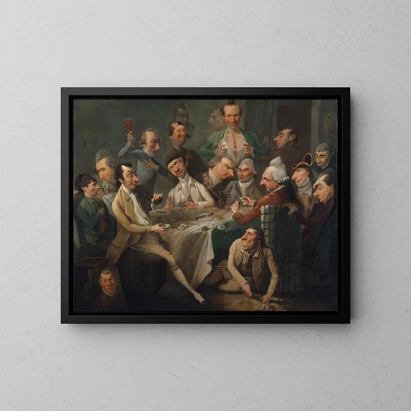 Ein Gruppe von Karikaturen - John Hamilton Mortimer — gerahmtes Bild an der Wand