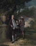 Portrait eines Mannes und eines Dieners mit einer Geldbörse - John Hamilton Mortimer — Ansicht des Kunstwerks
