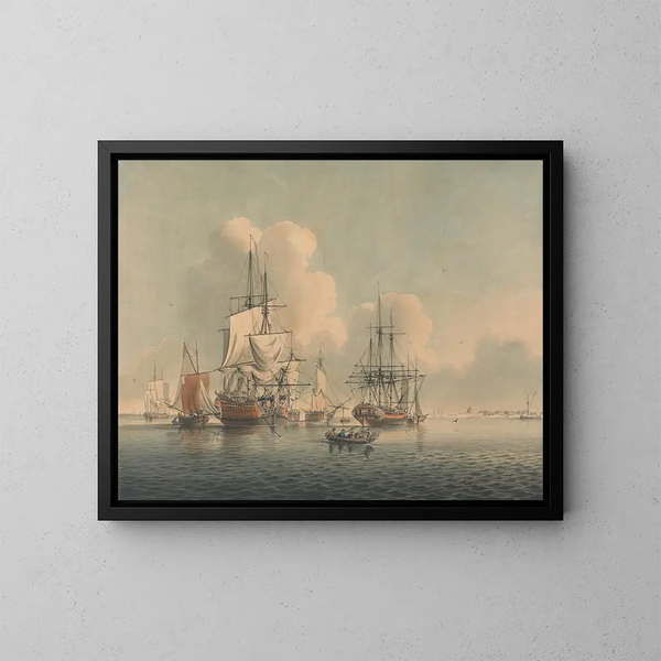Männer im Krieg vor der Küste von Sheerness - John Harris — gerahmtes Bild an der Wand