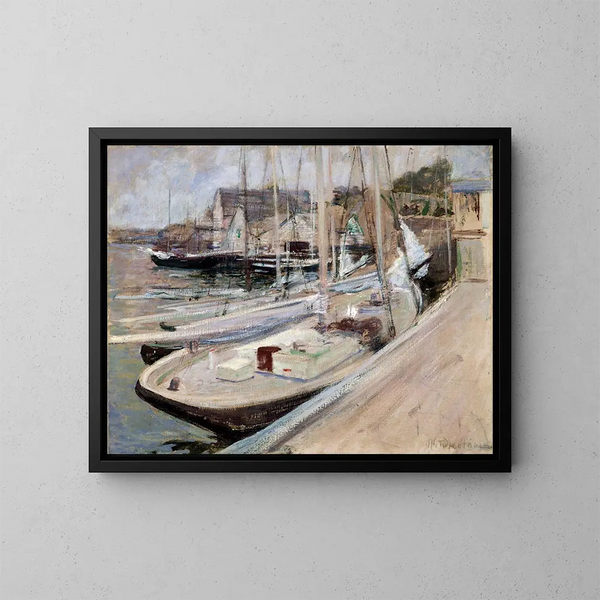 Bateaux de pêche à Gloucester - John Henry Twachtman — gerahmtes Bild an der Wand