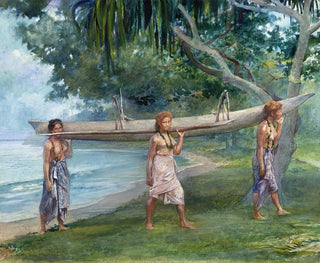 John La Farge - Girls Carrying a CanoeVaiala in Samoa.webp
